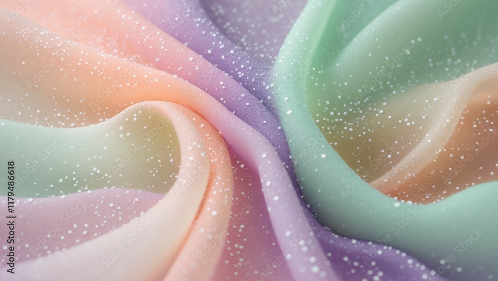 Fototapeta premium Dreamy pastel fabric with soft gradients and sparkling details