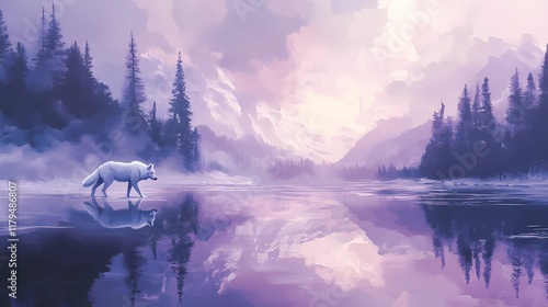 Majestic wolf in the wild, nature-inspired background for designs.