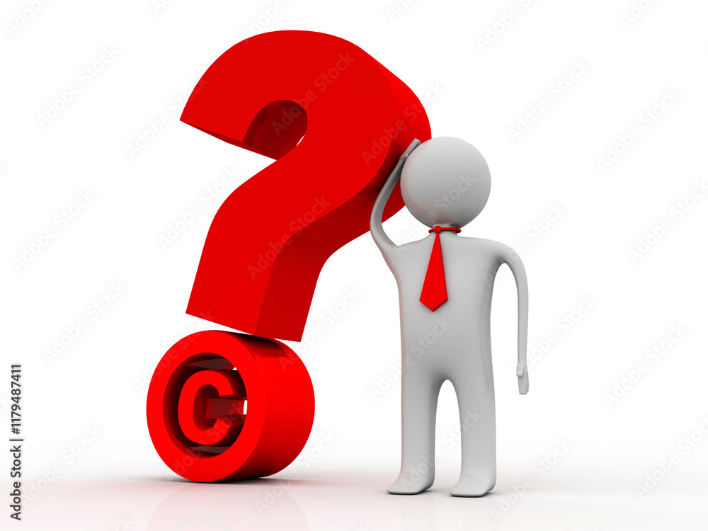 3d illustration copyright symbol with question mark near business man
3d illustration copyright symbol with question mark near business man