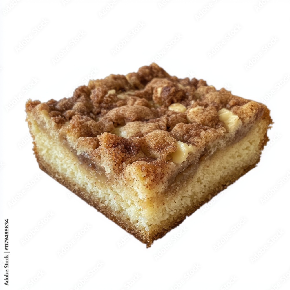 Delicious crumb cake slice with buttery crust and sweet cinnamon topping, perfect for dessert or brunch enjoyment Delicious crumb cake slice with buttery crust and sweet cinnamon topping, perfect for dessert or brunch enjoyment