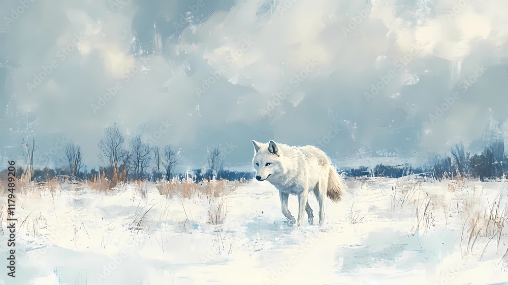 Naklejka premium Majestic wolf in the wild, nature-inspired background for designs.