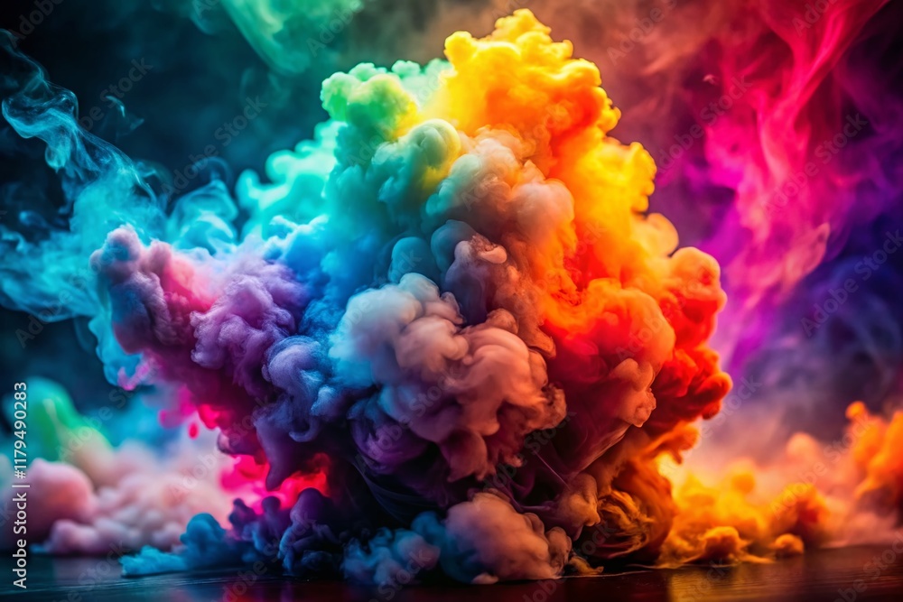 Dramatic Smoke Explosion with Bokeh Background - Stock Photo Dramatic Smoke Explosion with Bokeh Background - Stock Photo