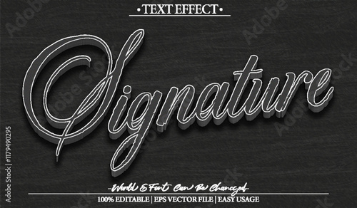 Signature Vector Text Effect Editable Alphabet Sign HandwrittenLetter Paper Sketch Writing