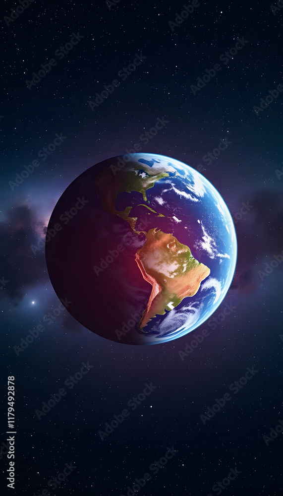 Obraz premium Planet Earth in cosmic space, studio photography, with white tones