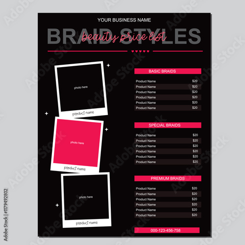 template design hair beauty salon price list