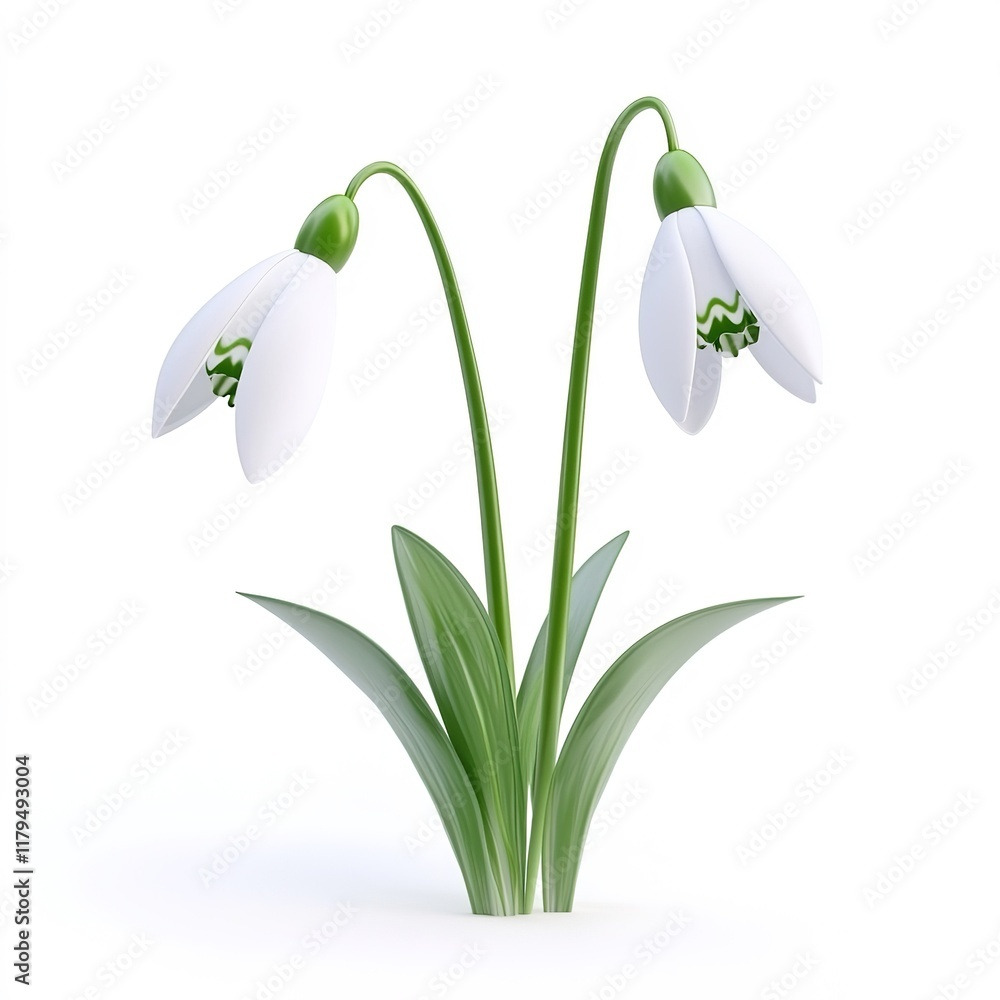 Snowdrop 3d isolated on white background Snowdrop 3d isolated on white background