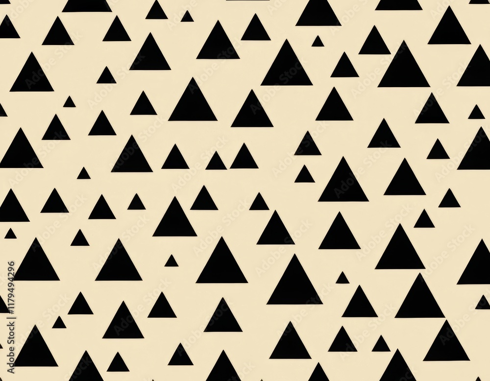 Abstract Geometric Triangle Pattern: Seamless Black and Beige Triangles Background Abstract Geometric Triangle Pattern: Seamless Black and Beige Triangles Background