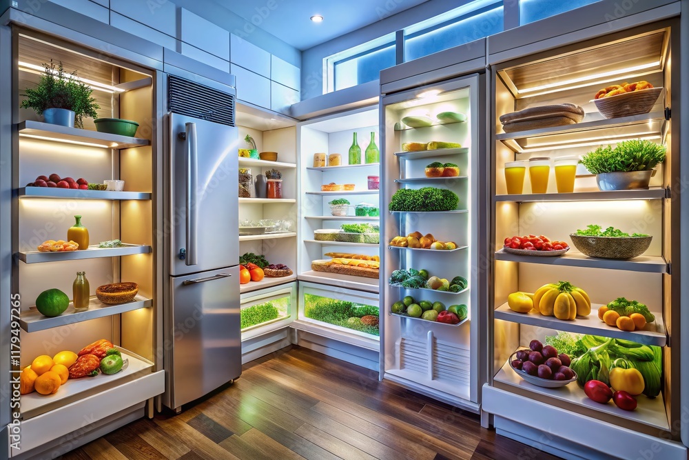 Drone View: Organized Refrigerator - Food Storage & Cross-Contamination Prevention Drone View: Organized Refrigerator - Food Storage & Cross-Contamination Prevention
