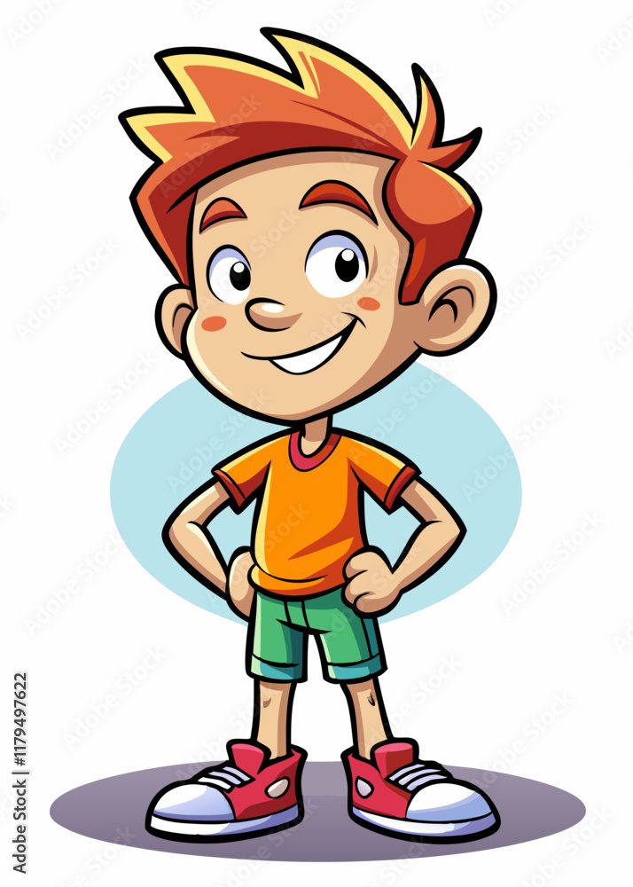 Proud child with hands on hips, smiling brightly, standing tall in superhero pose, confident young kid illustration, positive attitude concept.
Proud child with hands on hips, smiling brightly, standing tall in superhero pose, confident young kid illustration, positive attitude concept.