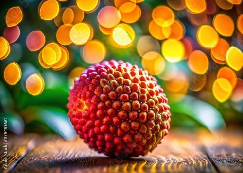 Duku Fruit with Bokeh Background: Close-up Shot of Fresh Durian Relative photo