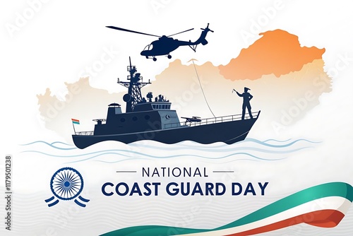 Indian Coast Guard Day: Celebrating Maritime Security and Service on February 1st. Banner, Post. Story. Poster.




