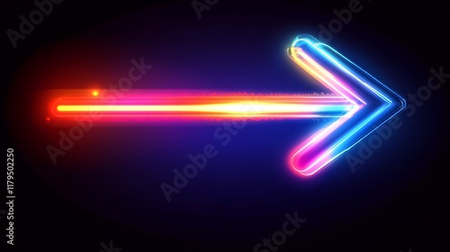 Vibrant Neon Arrow Glowing Brightly In Darkness