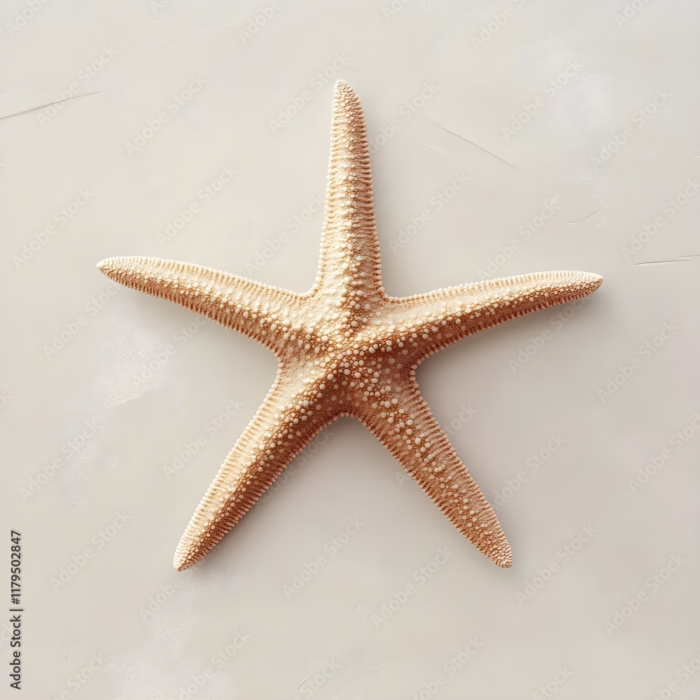 A minimalist rendering of a starfish in soft brown on a white canvas. A minimalist rendering of a starfish in soft brown on a white canvas.