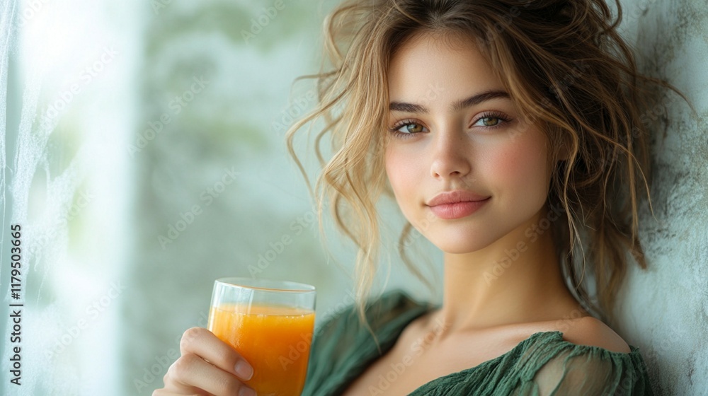 Beautiful Woman with a Glass of Juice Beautiful Woman with a Glass of Juice
