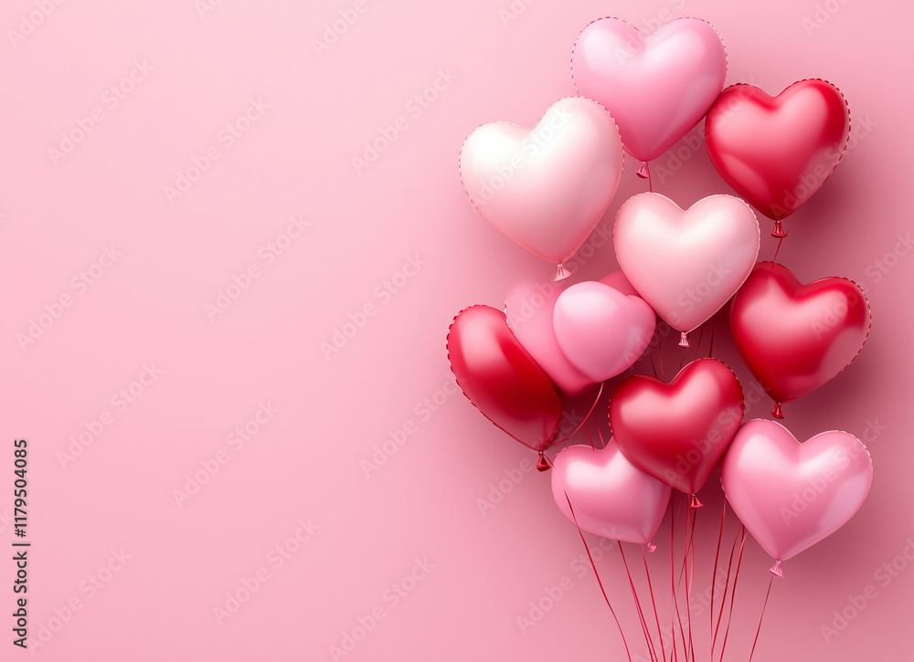 3D Vector Illustration of Heart-Shaped Balloons, Valentine's Day Theme Background with Pink and Red Colors, Festive and Romantic Decor. 3D Vector Illustration of Heart-Shaped Balloons, Valentine's Day Theme Background with Pink and Red Colors, Festive and Romantic Decor.