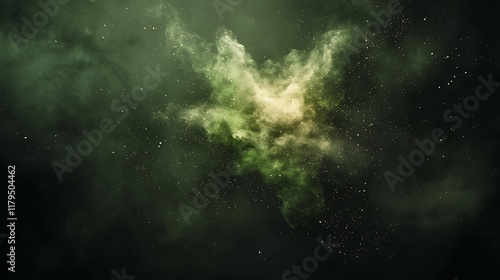 Wallpaper Mural Abstract green nebula with glowing center and cosmic dust. Torontodigital.ca