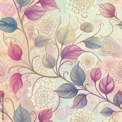 Wallpaper Mural Seamless vintage decorative stylish flowers pattern  Torontodigital.ca