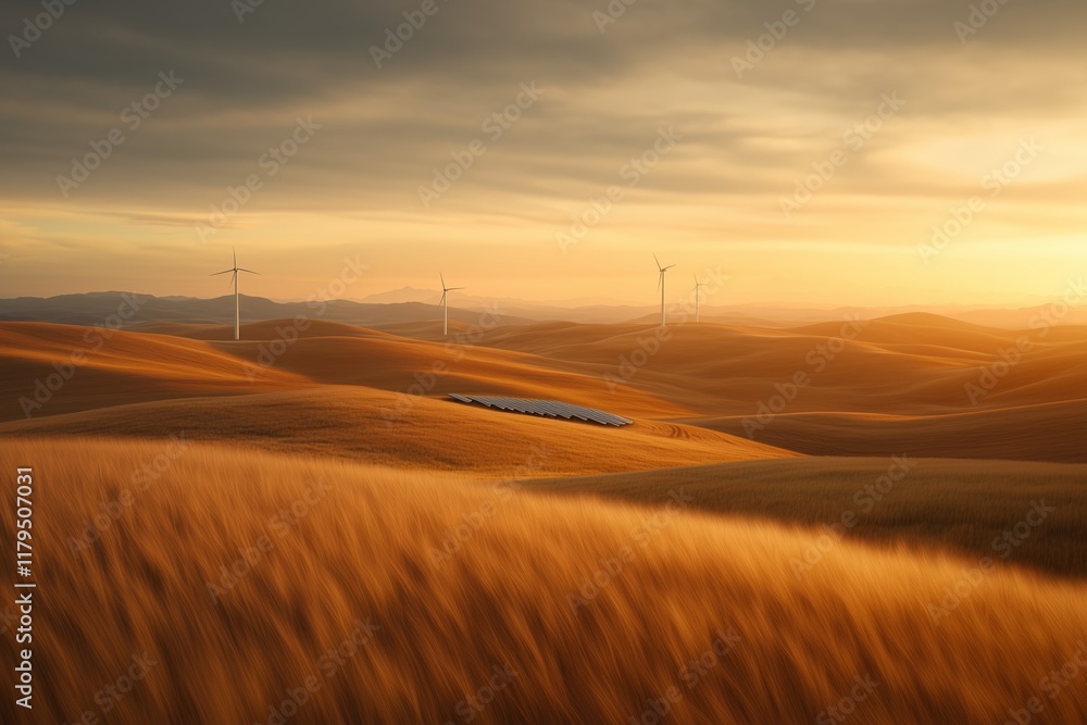 A breathtaking aerial view of golden rolling hills illuminated by the warm glow of sunset. A breathtaking aerial view of golden rolling hills illuminated by the warm glow of sunset.