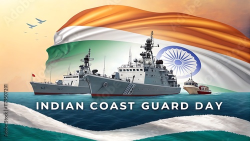 Coast Guard Day, Indian Coast Guard Day: Poster, Banner, Post. Story. Protecting India's Maritime Borders with Pride
