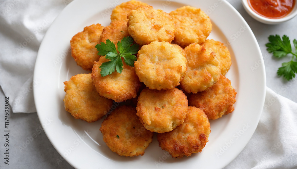 Conch Fritters Fried Golden Crispy Close-up Appetizer Conch Fritters Fried Golden Crispy Close-up Appetizer