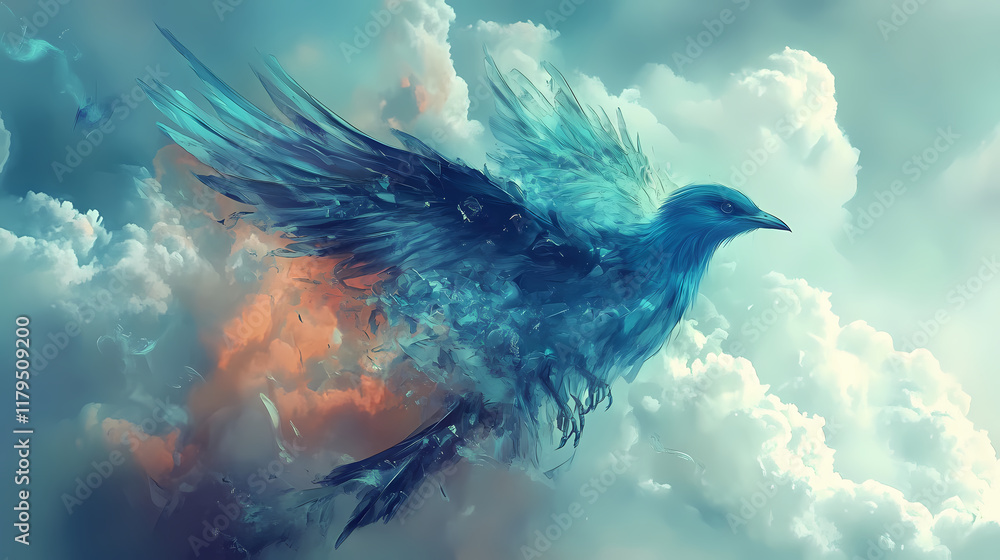 Obraz premium Whispers of the zephyr: a mythical portrait of the wind-borne bird (generative ai). zephyrine. illustration. Windborne. Illustration