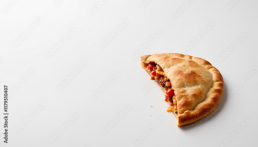 Calzone Pizza Baked Golden Brown Close-up with Copy Space Calzone Pizza Baked Golden Brown Close-up with Copy Space
