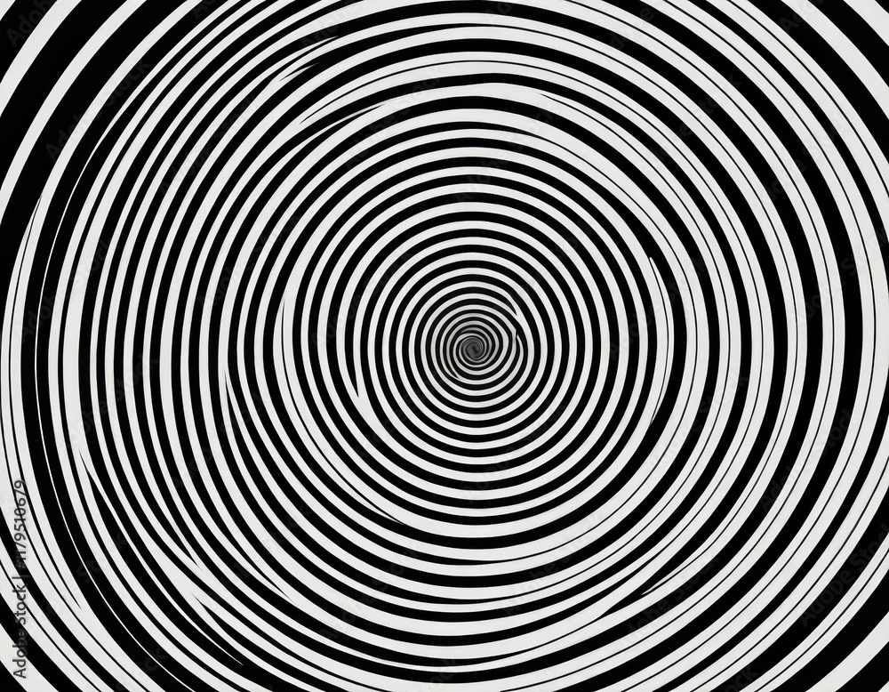 Hypnotic Black and White Spiral: Abstract Vortex of Concentric Circles, Optical Illusion Background Hypnotic Black and White Spiral: Abstract Vortex of Concentric Circles, Optical Illusion Background
