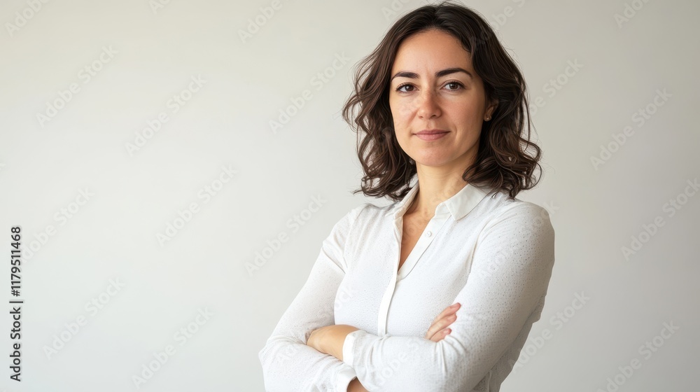 Confident Woman with Curly Hair in Bright Setting Confident Woman with Curly Hair in Bright Setting