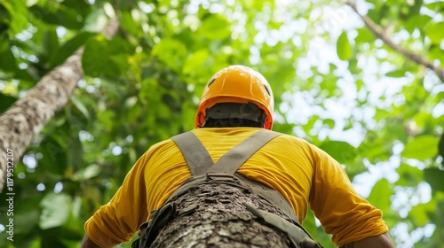 Wallpaper Mural Agricultural Worker Ascending Tree for Tropical Fruit Harvest Torontodigital.ca