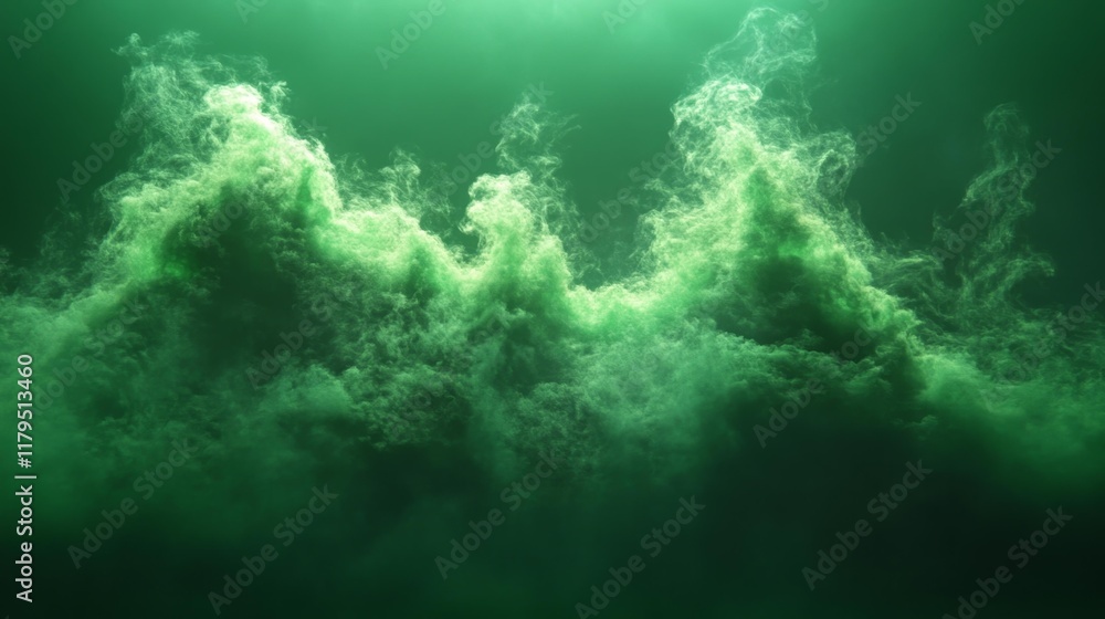 Fototapeta premium Green Plasma Effect on Solid Background. Generative AI