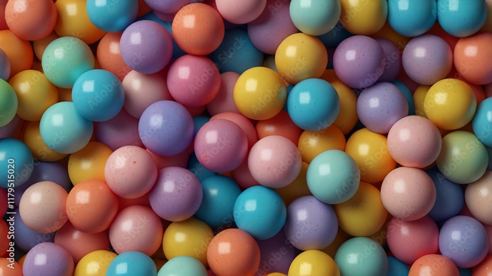 Many bright random pastel colored soft balls background. Colorful balls background for kids zone or children's playroom. Top view of huge pile of colorful balls in different sizes Many bright random pastel colored soft balls background. Colorful balls background for kids zone or children's playroom. Top view of huge pile of colorful balls in different sizes