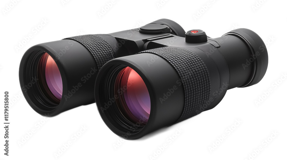 Precision Binoculars Lens for Clarity Isolated on White Background Precision Binoculars Lens for Clarity Isolated on White Background