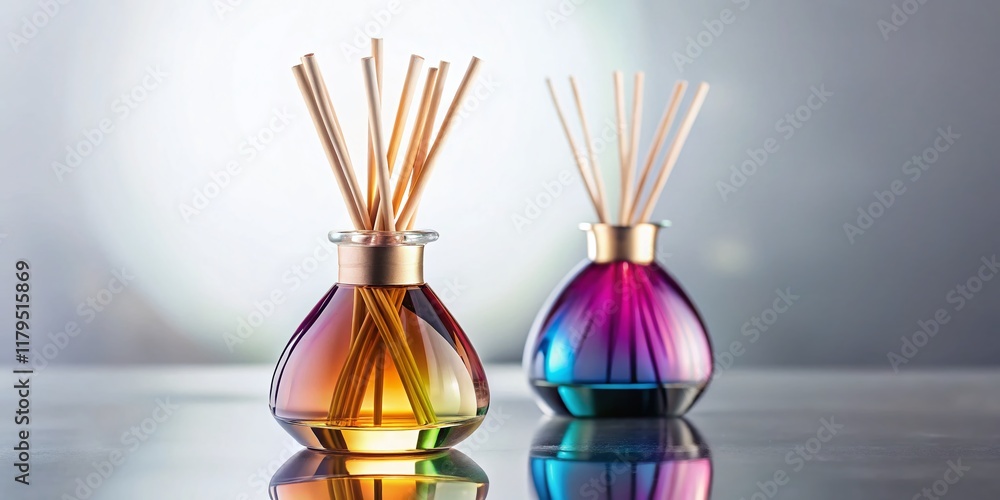 Fototapeta premium Elegant Glass Aroma Diffuser on White Background - Luxury Home Fragrance