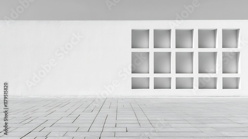 Minimalist Textured White Wall with Soft Shadows and Copy Space