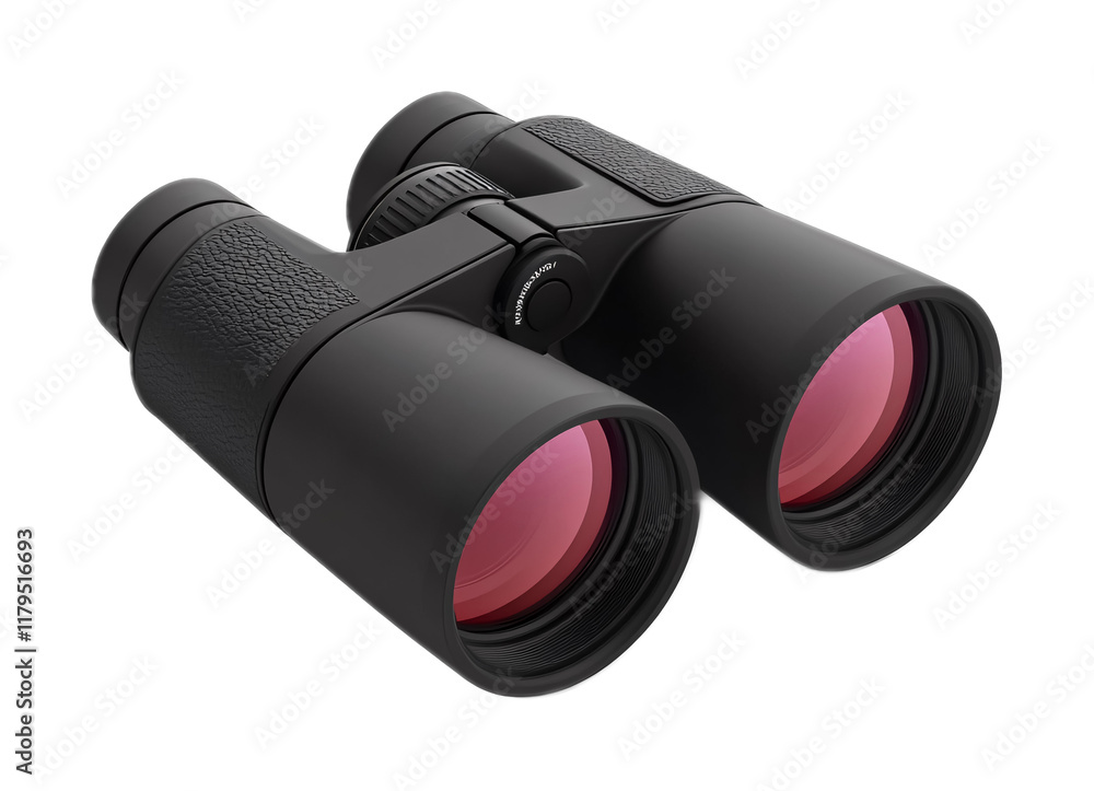 Precision Binoculars Lens for Clarity Isolated on White Background Precision Binoculars Lens for Clarity Isolated on White Background