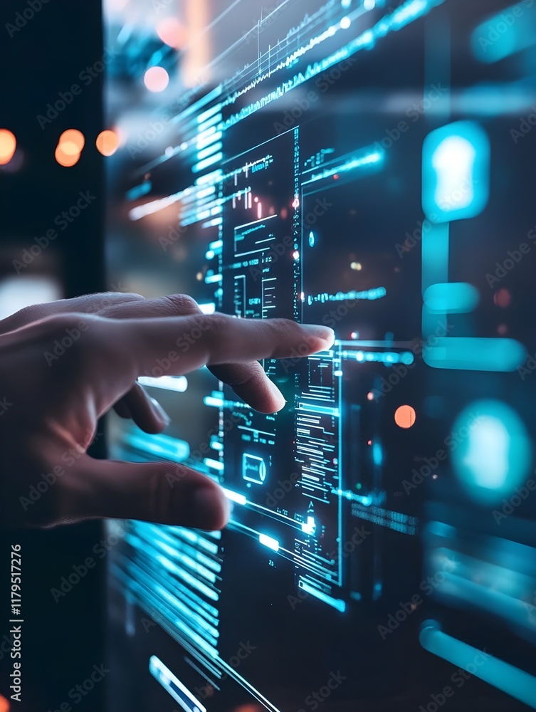 Fototapeta premium A person logging into a blockchain-secured health data system.