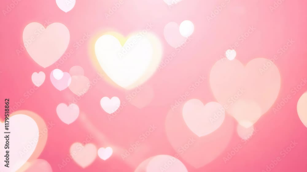 Pink background with bokeh floating hearts. Romantic love design for Valentine's Day, wedding celebration. Blank empty space for text backdrop. 8 march women day Pink background with bokeh floating hearts. Romantic love design for Valentine's Day, wedding celebration. Blank empty space for text backdrop. 8 march women day