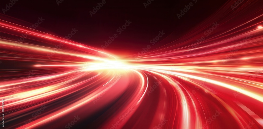 A red and yellow streak of light is shown in the image. The light is moving and he is coming from the left side of the image. Tech background A red and yellow streak of light is shown in the image. The light is moving and he is coming from the left side of the image. Tech background