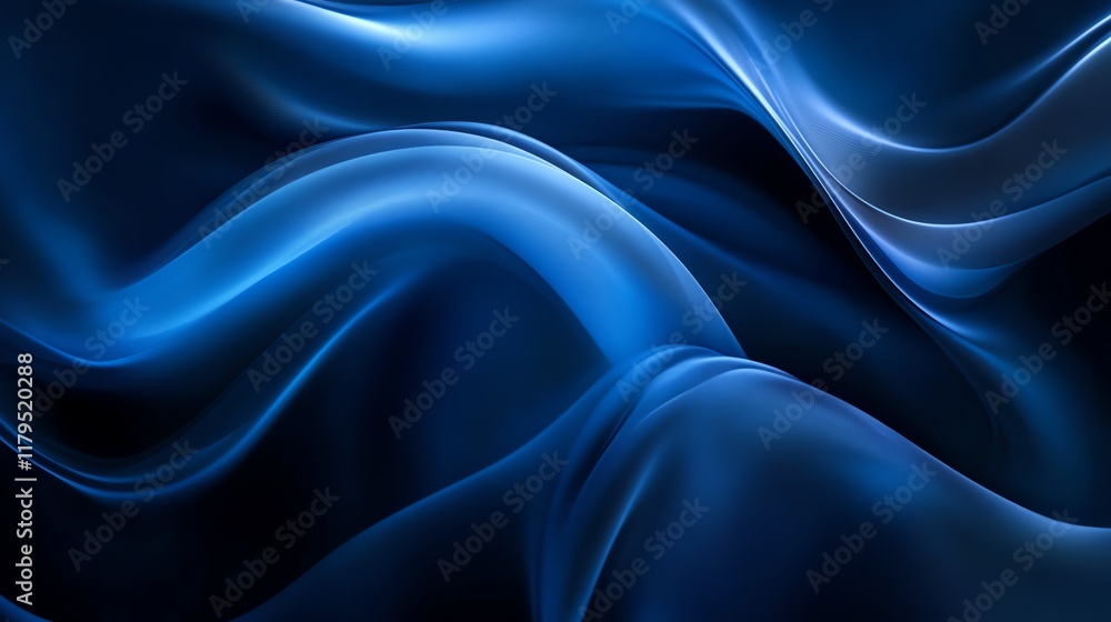 Obraz premium A mesmerizing flow of deep blue fabric, showcasing rich texture and smooth curves in a stunning visual display.