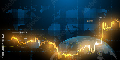 Forex gold trading background with glowing graph