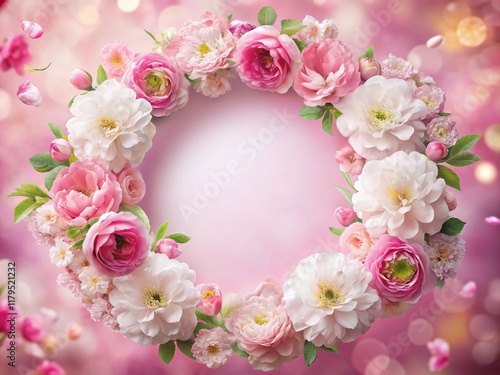 Wallpaper Mural Elegant Pink Floral Frame: Delicate Petals Tilt-Shift Stock Photo Torontodigital.ca