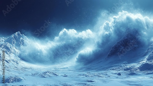 Majestic Avalanche Scene with Snowy Peaks. Generative AI photo