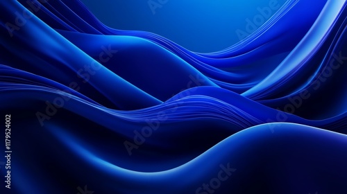 Wallpaper Mural Waves of deep blue fabric create a dynamic and fluid abstract background, perfect for modern design projects. Torontodigital.ca
