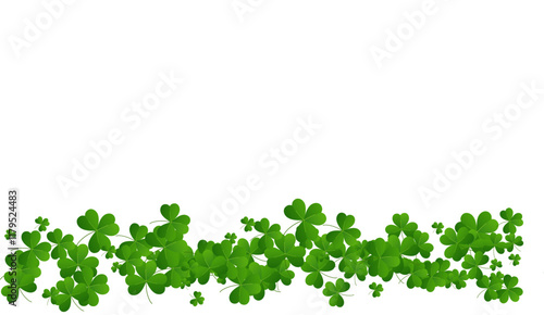 Vector Green Clover Leaves Band Across Bottom of Design for St. Patrick’s Day With White Background