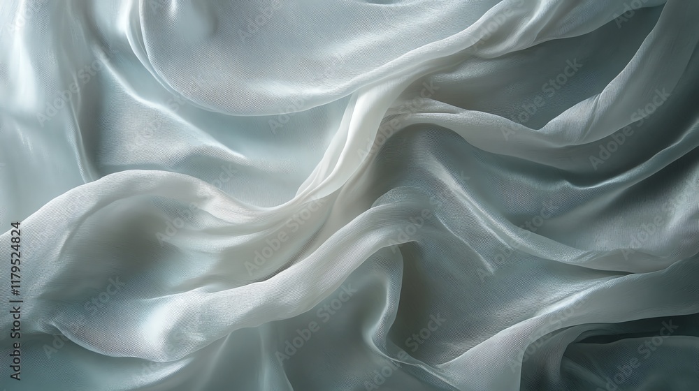 Fototapeta premium A close-up view of soft, flowing silk fabric creating an elegant and serene atmosphere, perfect for designs.