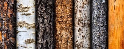 Different tree barks showing nature diversity photo