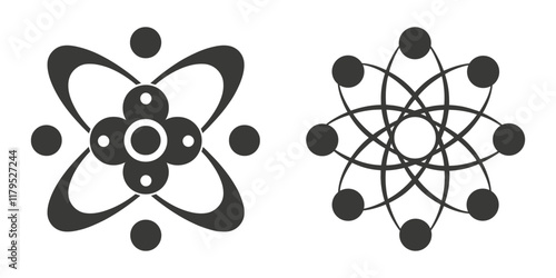 Scientific Community Logo, Atom and Youth in Vector Style.
