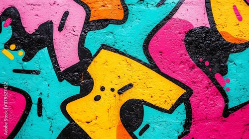 Vibrant Graffiti Patterns Adorn an Urban Wall with Rebellion photo