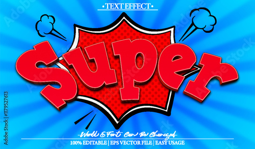 Super Vector Text Effect Editable Alphabet Blue Cartoon Comic