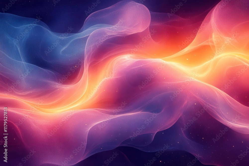 ethereal abstract background with swirling blue and purple vortex pattern dynamic gradient texture with yellow accents and retro grain effect